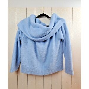 Powder Blue Fuzzy Cowl Neck Sweater Womens XL Oversized Slouchy Soft Knit